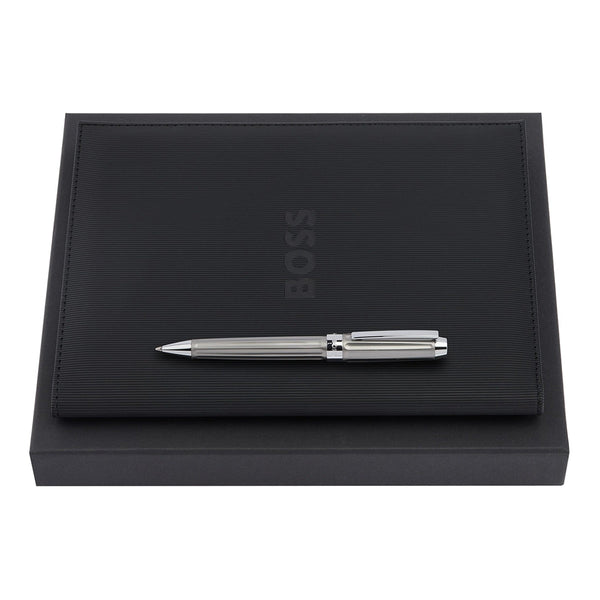 HUGO BOSS Kugelschreiber, A5 Schreibmappe Beam Chrom - 5